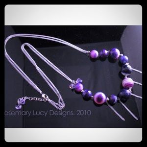 stunning stainless purple banded Brazilian agate necklace